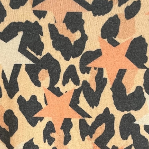 Wildfox Animal Print & Stars Pullover Coral/Charcoal Cozy Sweatshirt Sz S - Picture 10 of 10